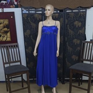 Aspeed Royal Blue Sequin Bodice Maxi Dress